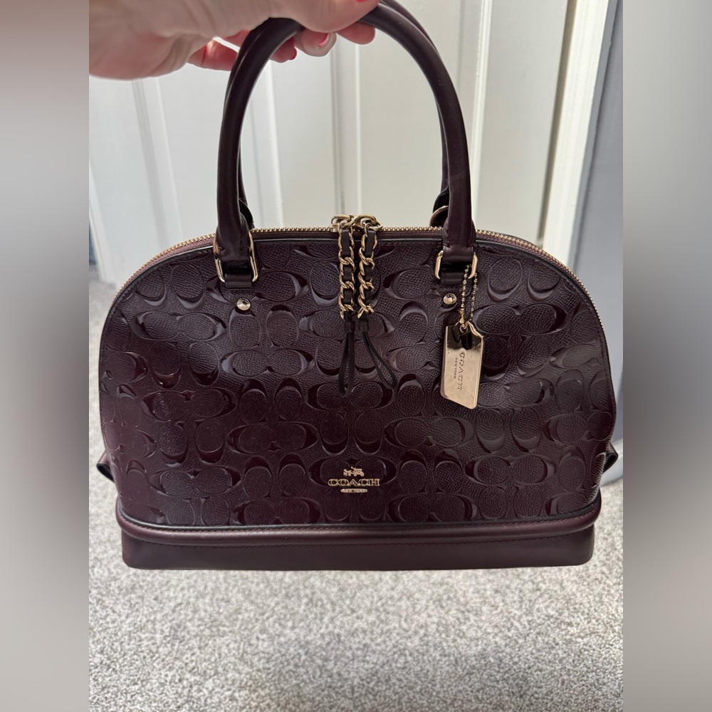 EUC Coach Sierra Satchel Oxblood Signature Debossed Patent Leather Burgundy - Picture 13 of 13